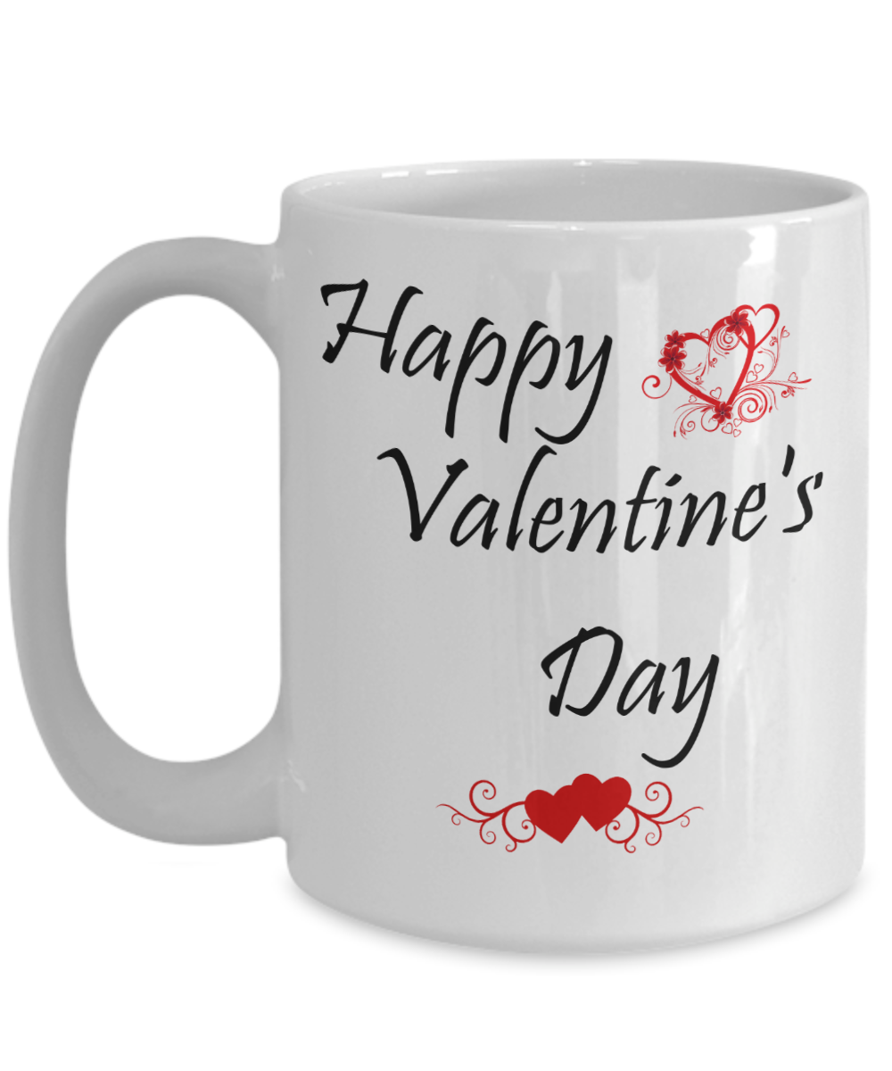 Valentine Gifts For Girls – Valentines Day Coffee Mug – 15 Oz – White Mug – Happy Valentines Day