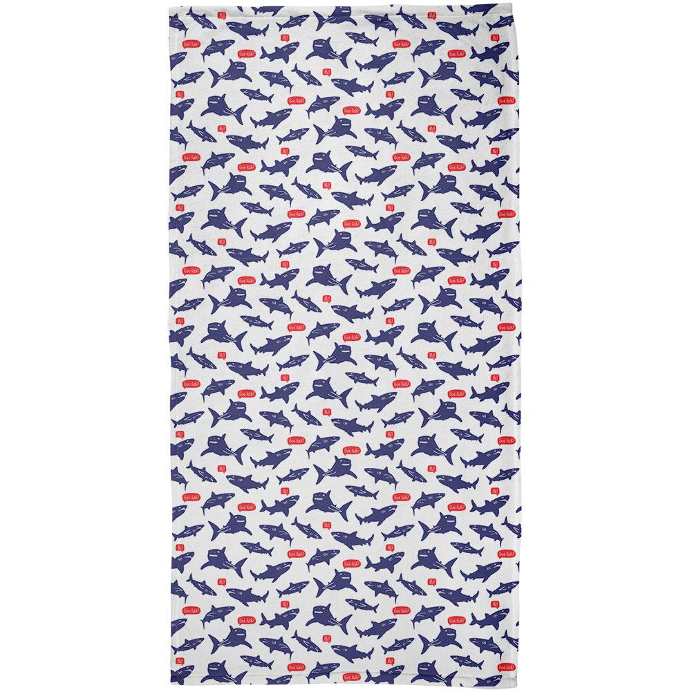 Talking Sharks Got Fish Repeat Pattern All Over Beach Towel