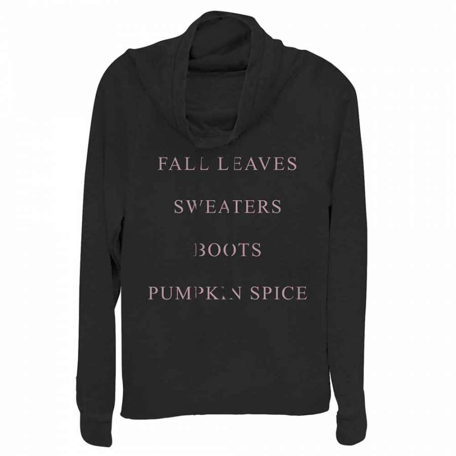 CHIN UP Junior’s Fall Checklist  Cowl Neck Sweatshirt Black