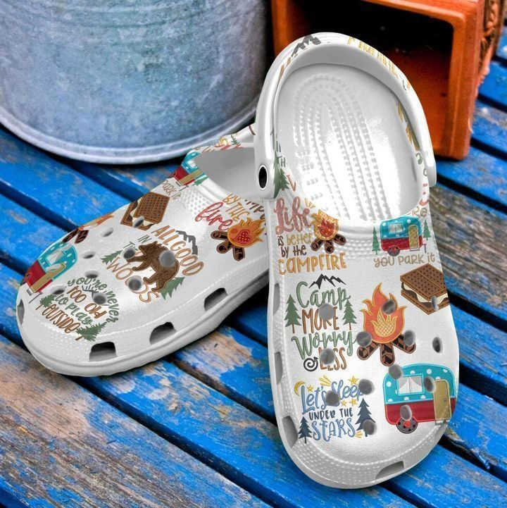 Camping Camp More Worry Less Clog Shoes 2