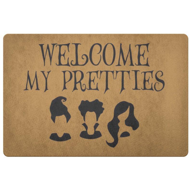 Welcome My Pretties Attractive Witch Halloween Doormat Indoor And Outdoor Mat Entrance Rug Funny Home Decor Closing Gift Gift For Friend Family Gift Idea