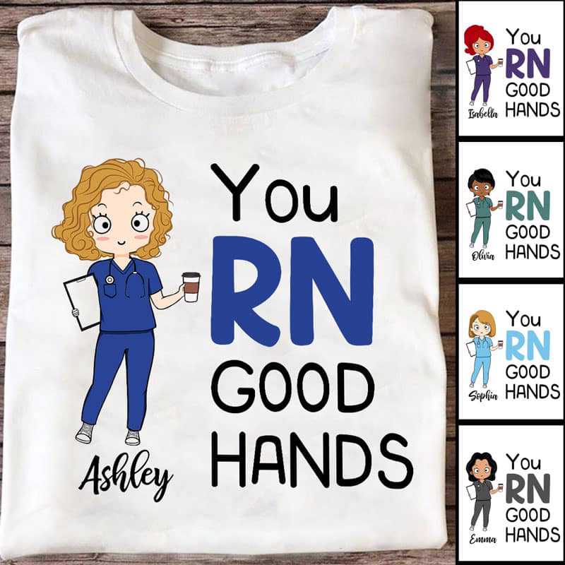 You RN Registered Nurse Good Hands Chibi Personalized Shirt