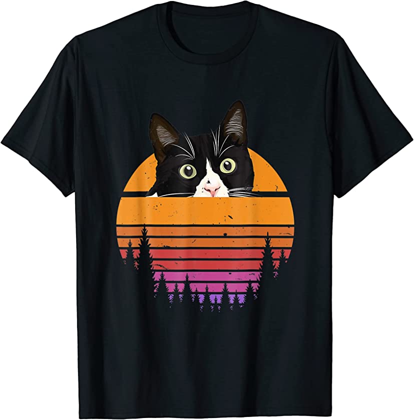 Cat Retro Style Kitten Retro Style Black Cat T-Shirt