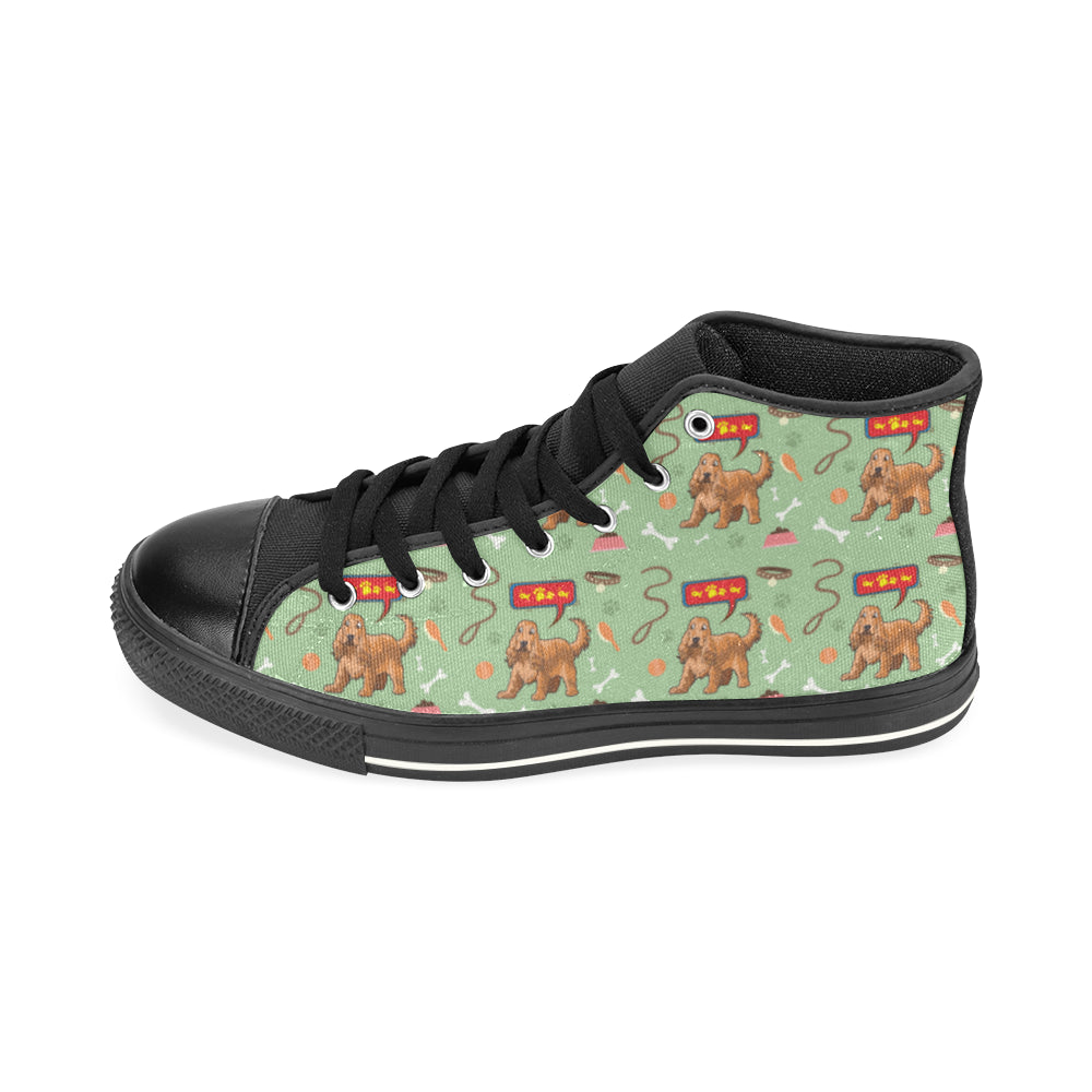 American Cocker Spaniel Pattern Black High Top Canvas Women’s Shoes/Large Size