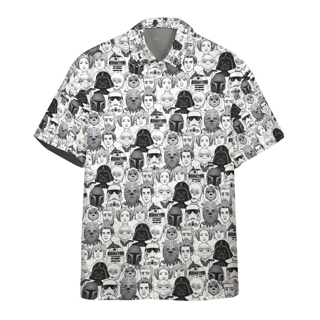 Gearhumans And Faces Black White Ver Custom Hawaii Shirt Ha102541