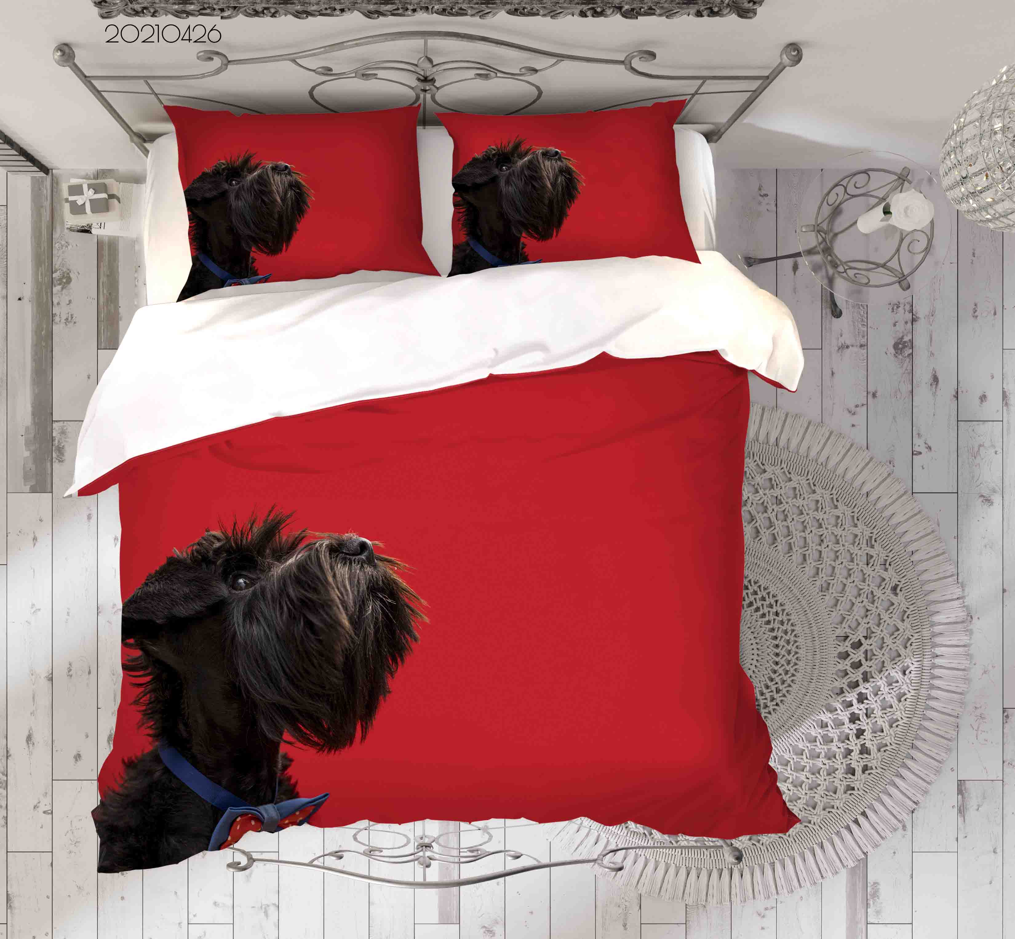 3D Cute Animal Dog Red Quilt Cover Set Bedding Set Duvet Cover Pillowcases 270