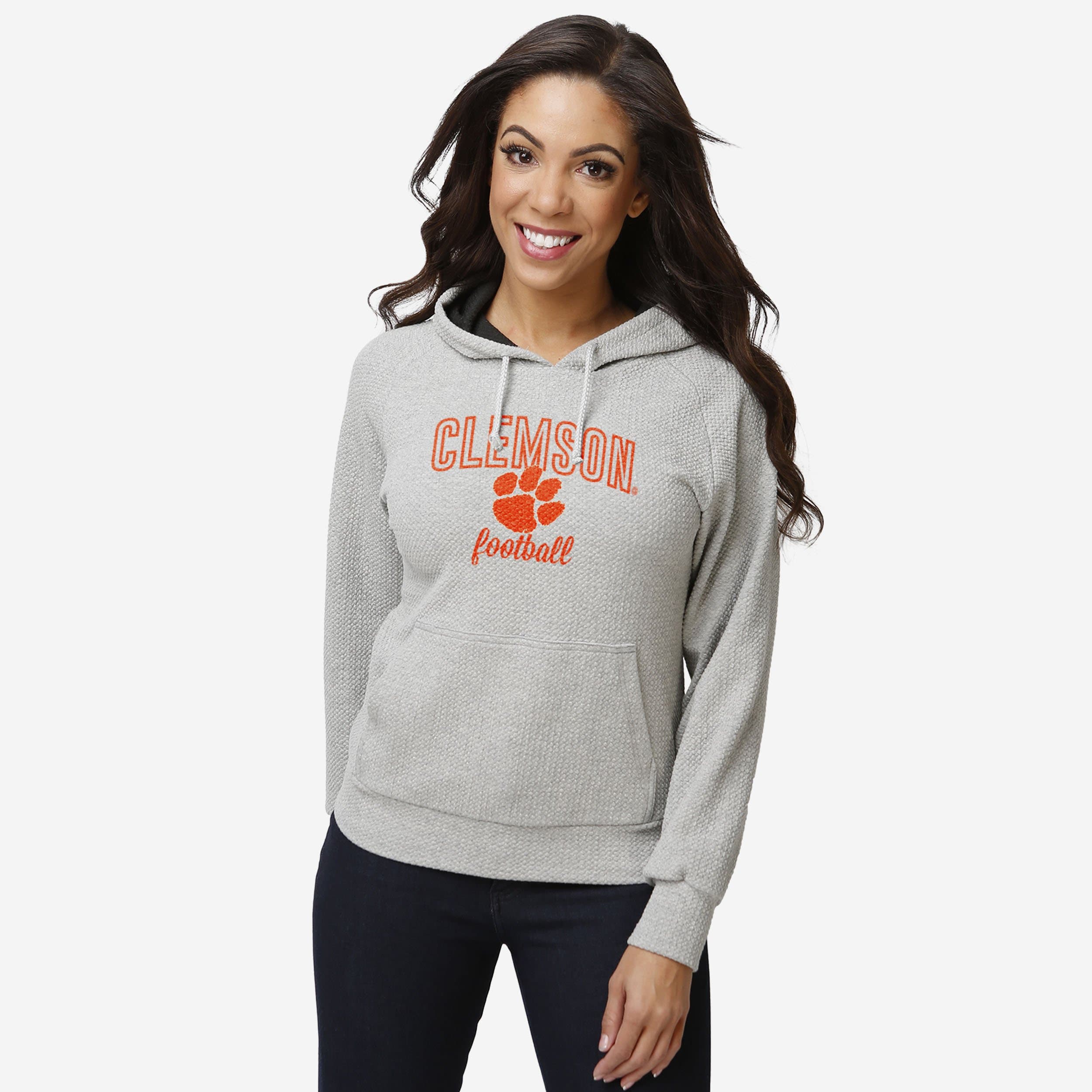 Clemson Tigers Womens Gray Woven Hoodie