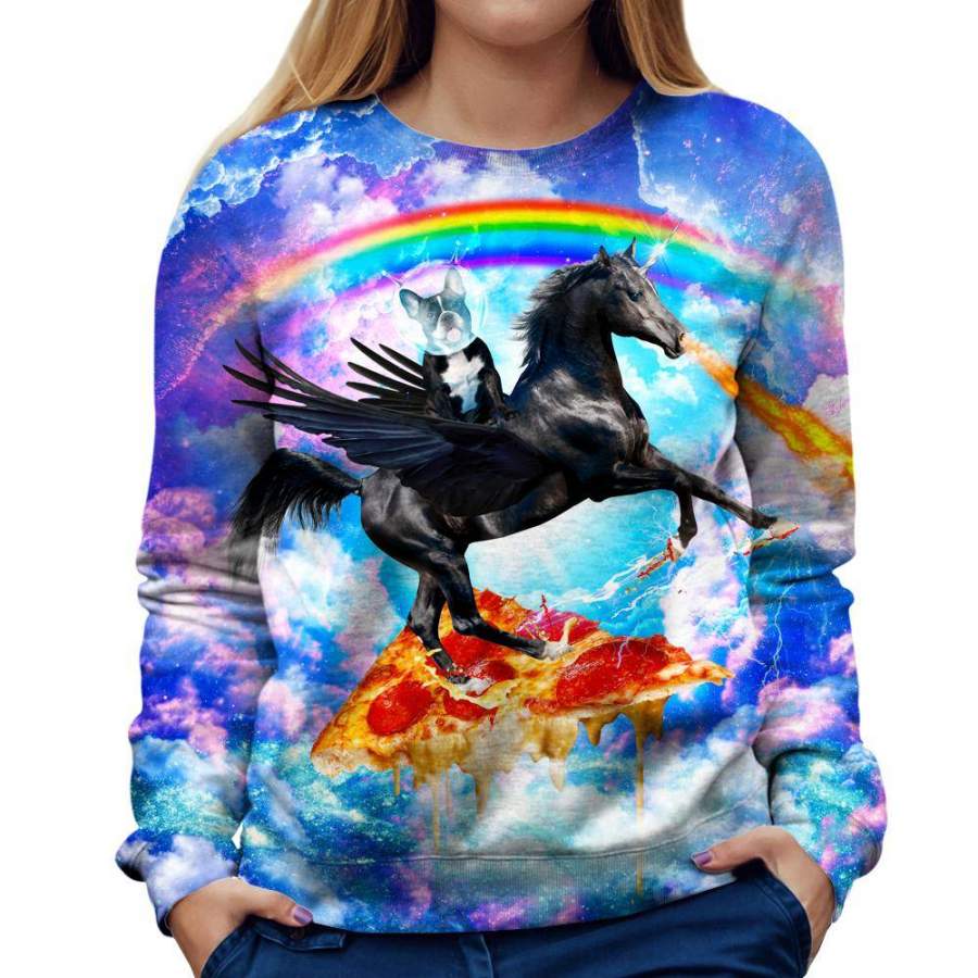 Puppy Riding Pegasus Womens Sweatshirt