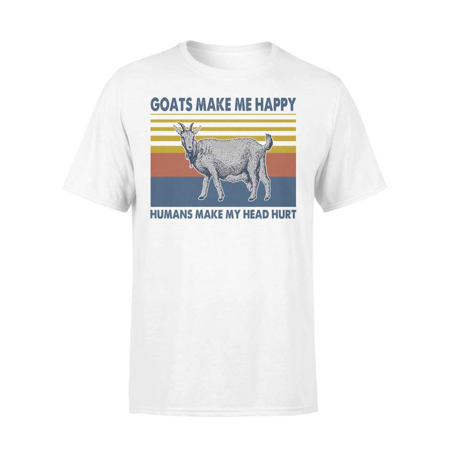 Goats Make Me Happy Humans Make My Head Hurt Vintage Retro T-shirt