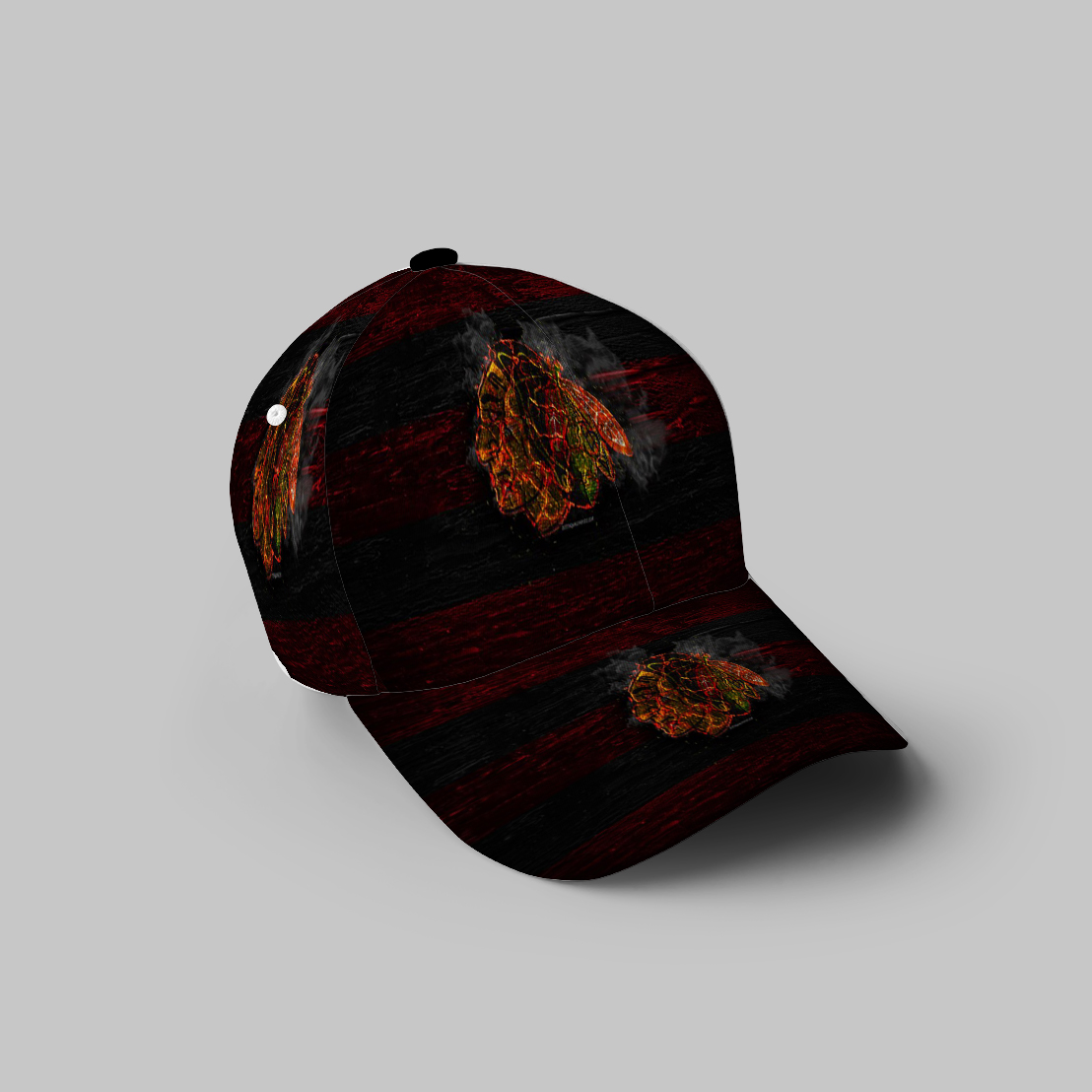 Chicago Blackhawks Emblem Wood Burning 3D Printing Baseball Cap Classic Hat