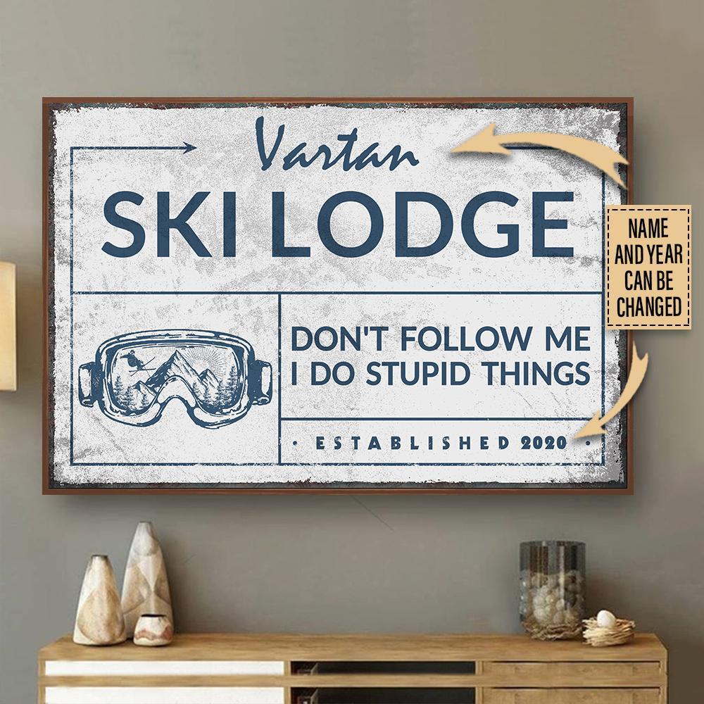 Aeticon Gifts Personalized Skiing Lodge Dont Follow Me Canvas Mom Dad Gift Home Decor