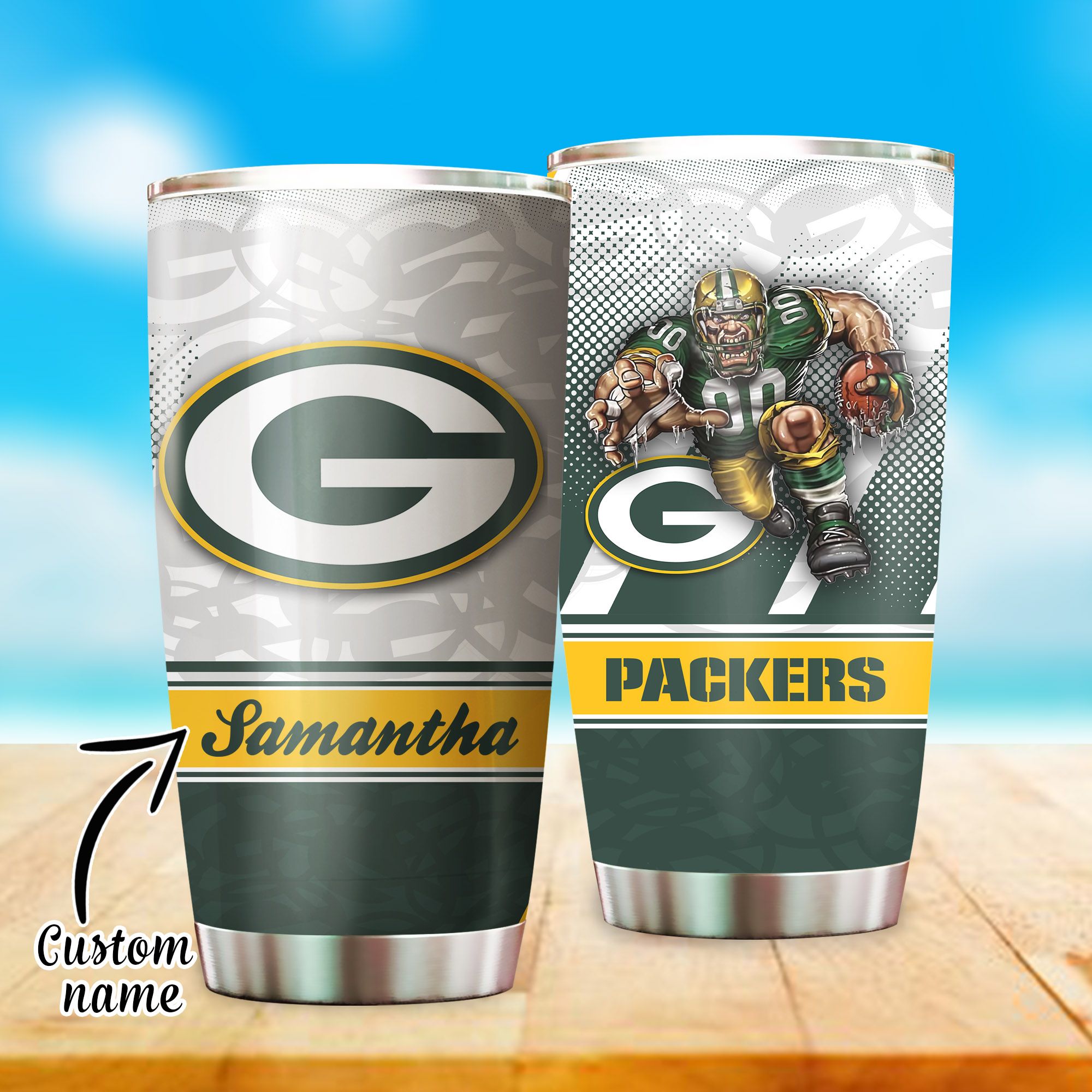 Green Bay Packers Custom Name Tumbler 202 L1MTH0389