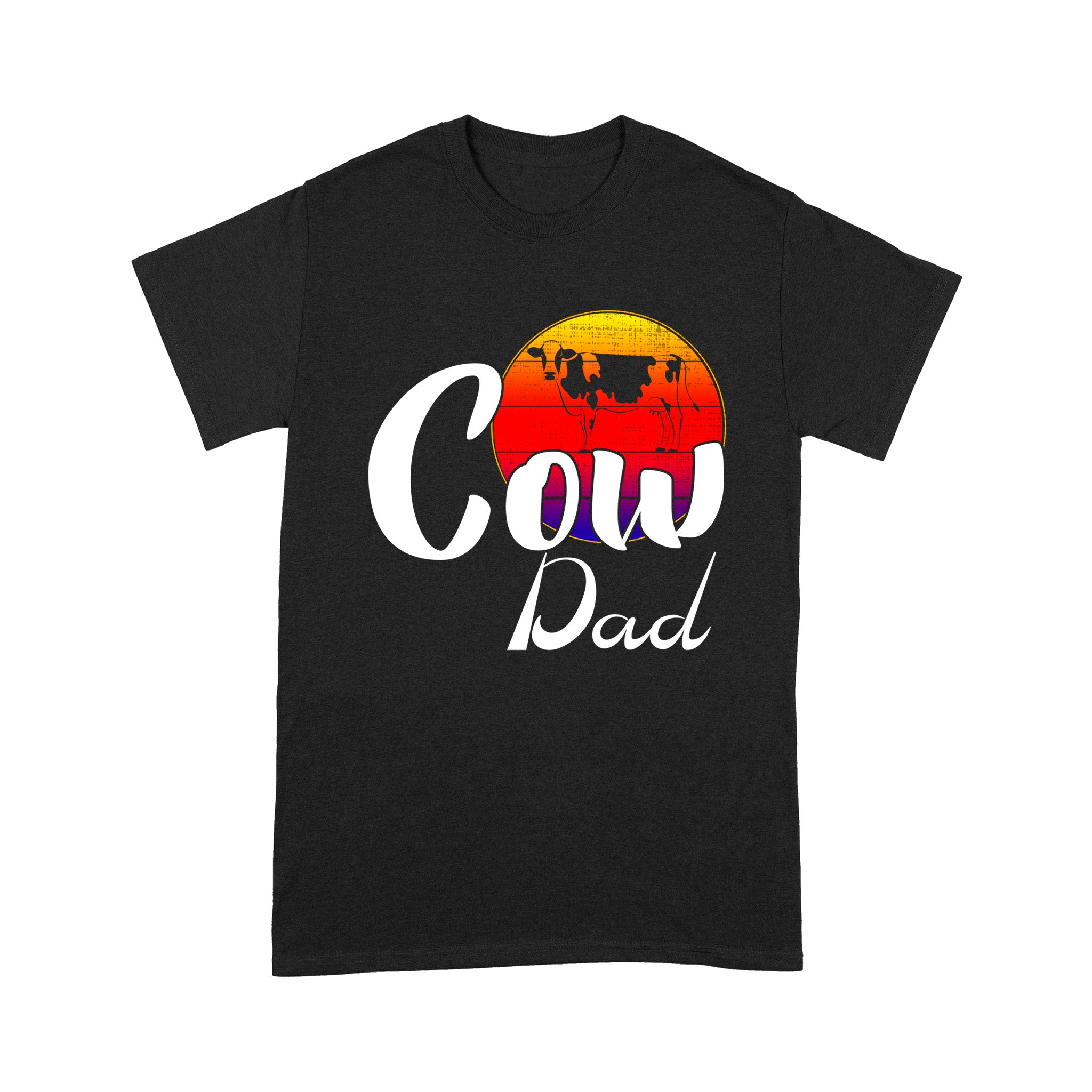 Vintage Cow Dad Retro Sunset Funny Farming:Farmer Gift – Standard T-Shirt