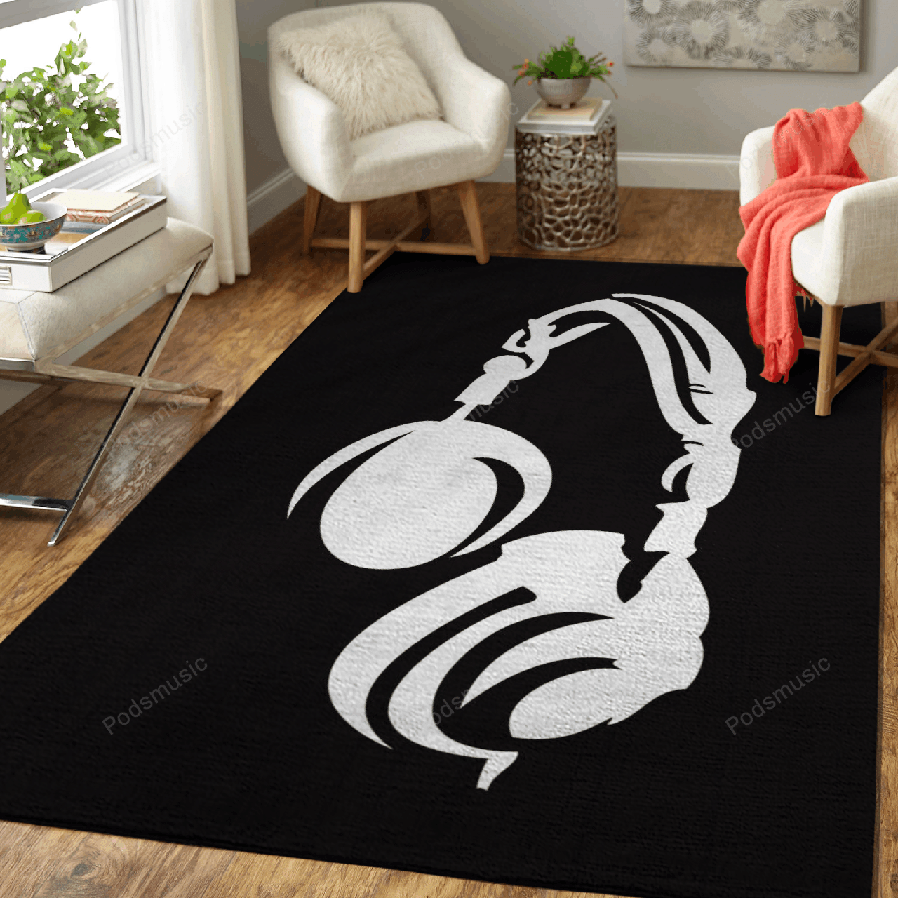 Headphones Dark – Music Art For Fans Area Rug Carpet