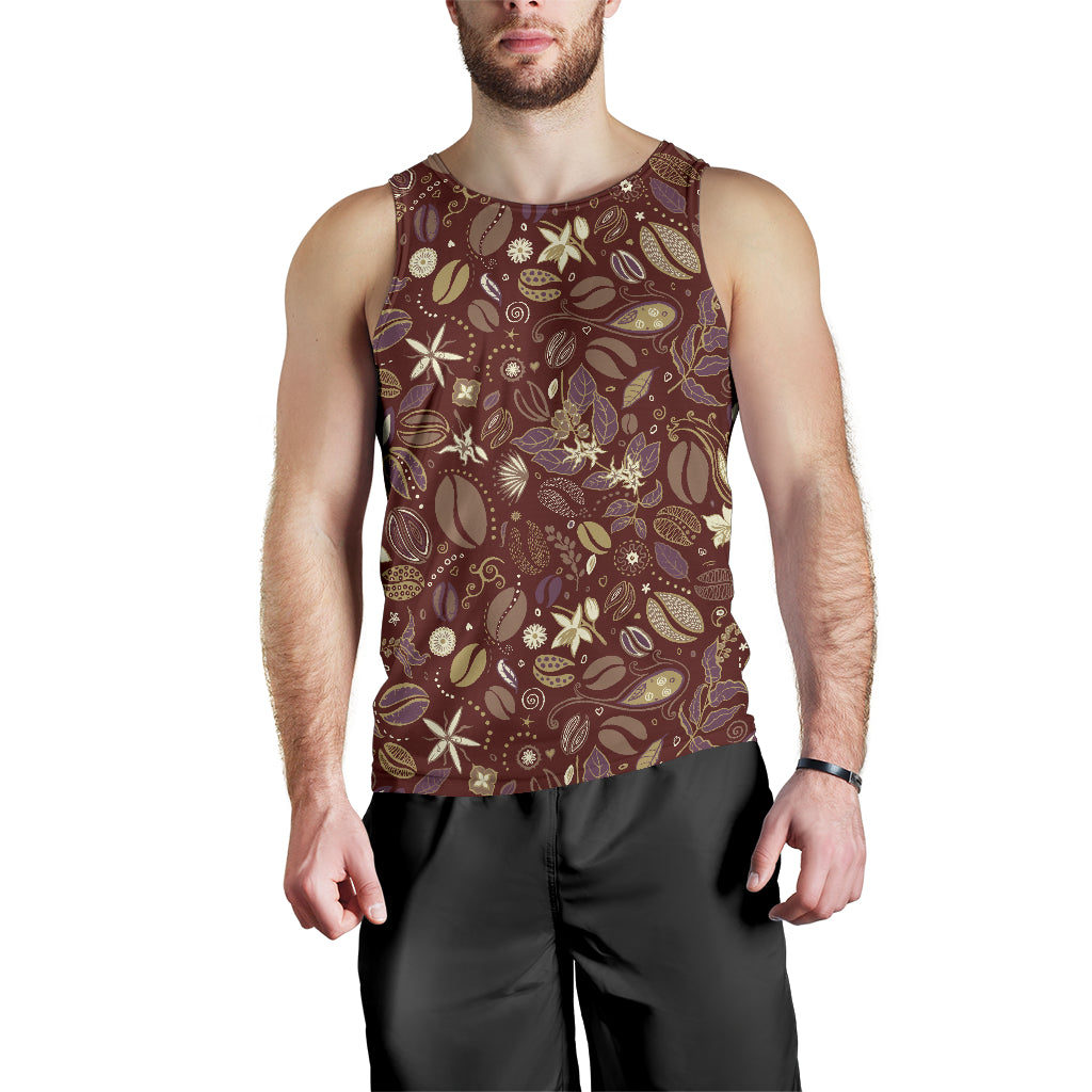 Coffee Bean Flower Pattern Men Tank Top