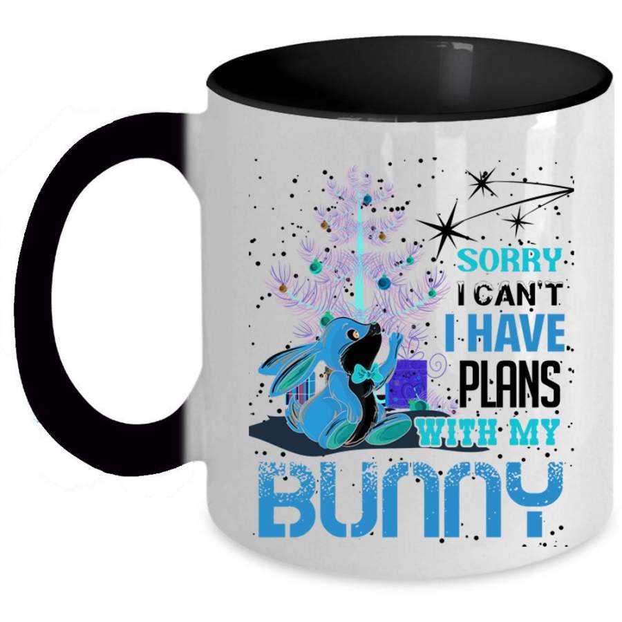 Cool Christmas Coffee Mug, I Have Plans With My Bunny Accent Mug