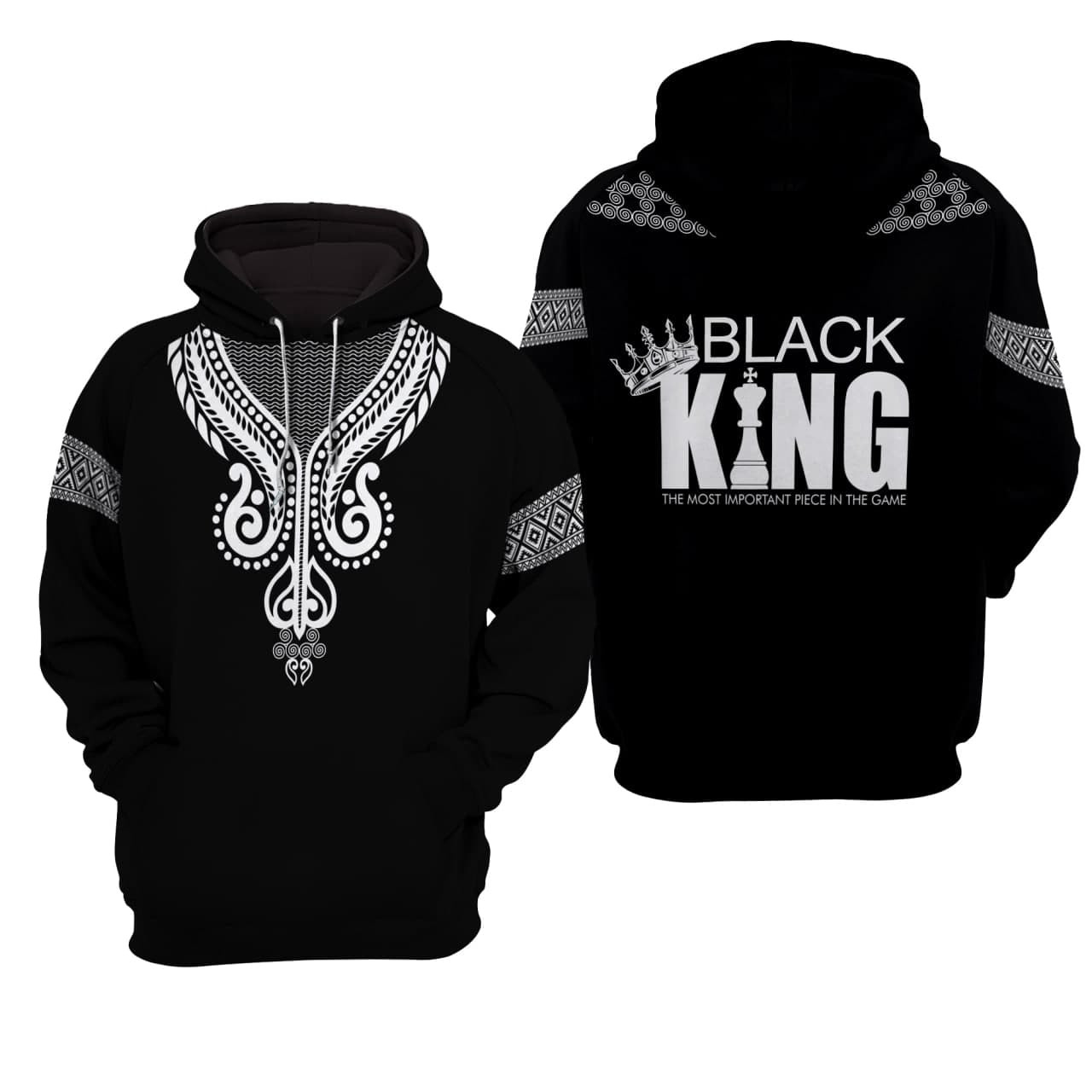 Black King Dashiki Pattern Hoodie 3D