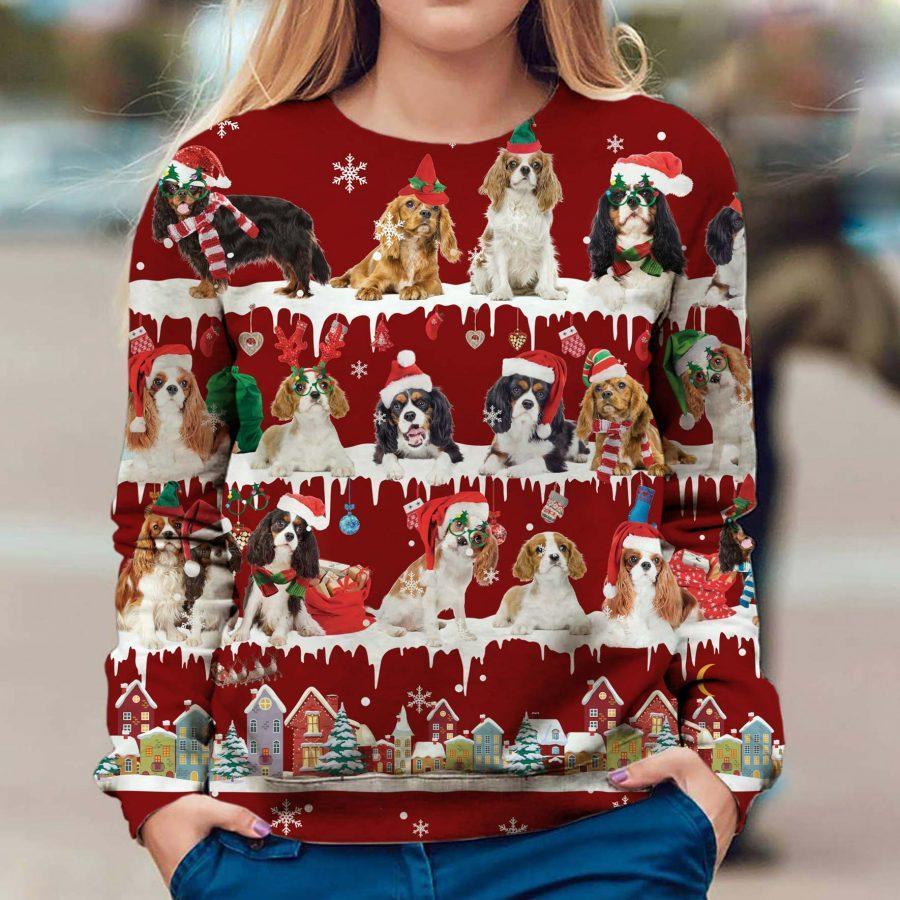 Cavalier King Charles Spaniel – Snow Christmas – Premium Dog Christmas Ugly Sweatshirt, Dog Ugly Sweater