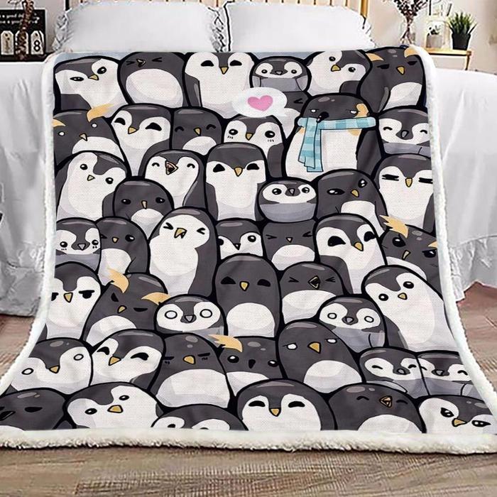 Full Of Penguin Fleece Blanket – Quilt Blanket, Home Decor Bedding Couch Sofa Soft And Comfy Cozy