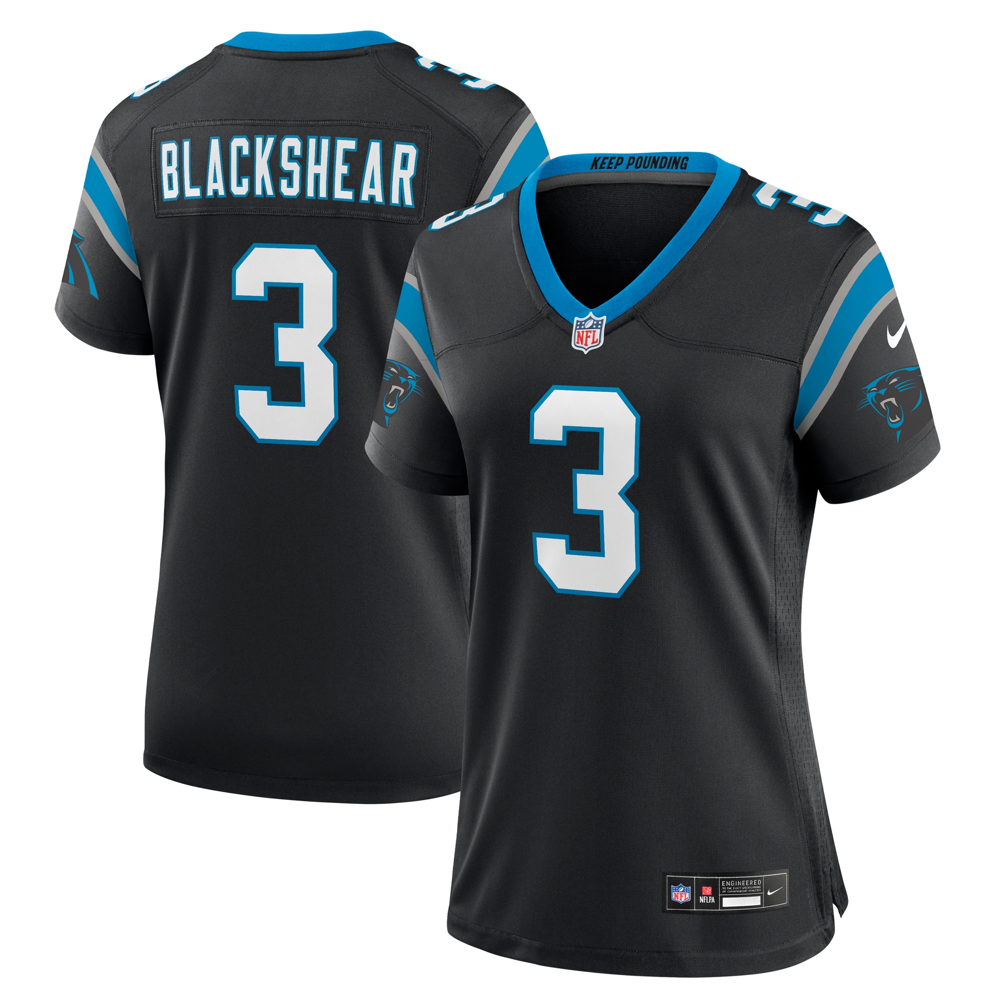 Women’s Carolina Panthers Raheem Blackshear Black Team Game Jersey