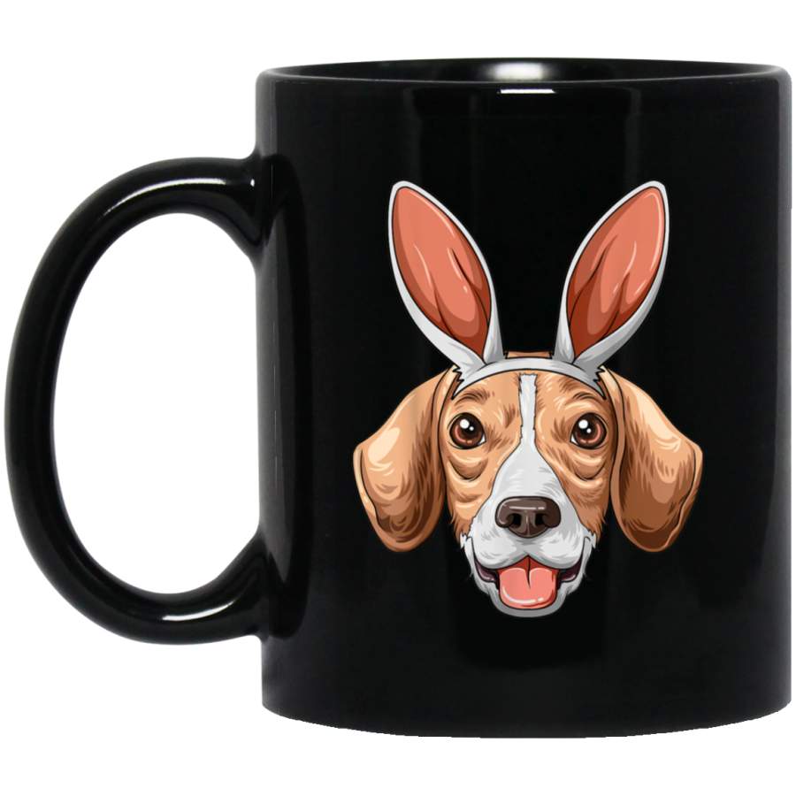 Beagle Easter Bunny Ears Beagle  11 oz 15 oz Mug Black