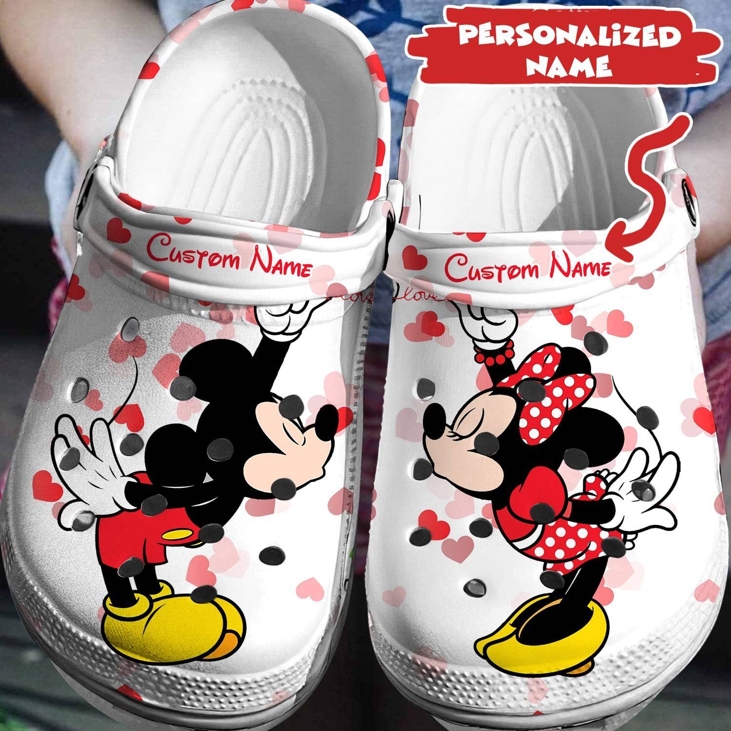 Disney Dreams Made Real: Personalized Mickey Minnie Crocss 3D Clog Shoes