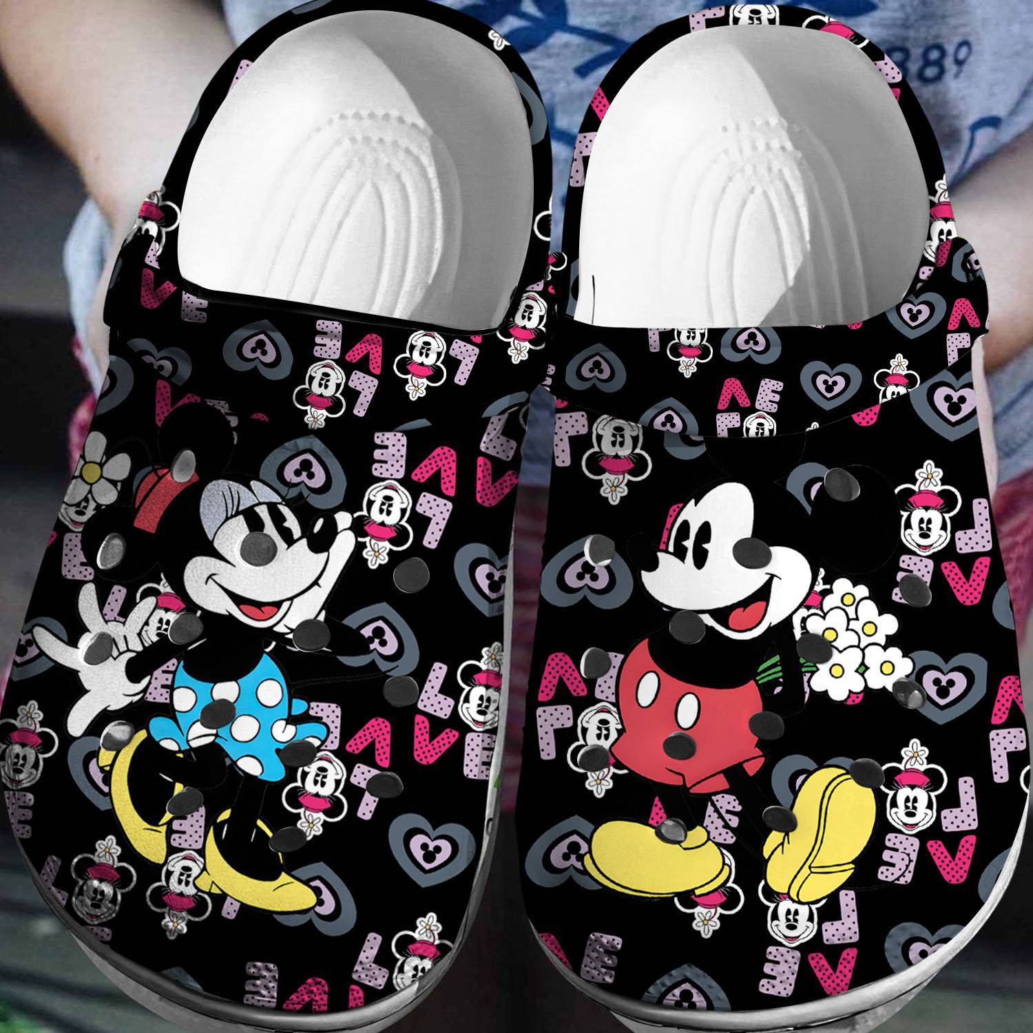 Disney Duo Delight: Mickey Minnie Crocss 3D Clog Shoes