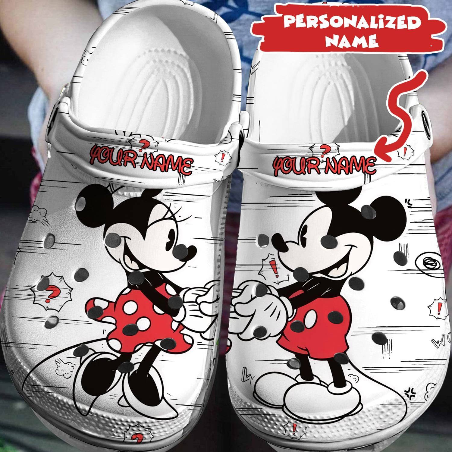 Disney Fantasies Made Real: Personalized Mickey Minnie Crocss 3D Clog Shoes