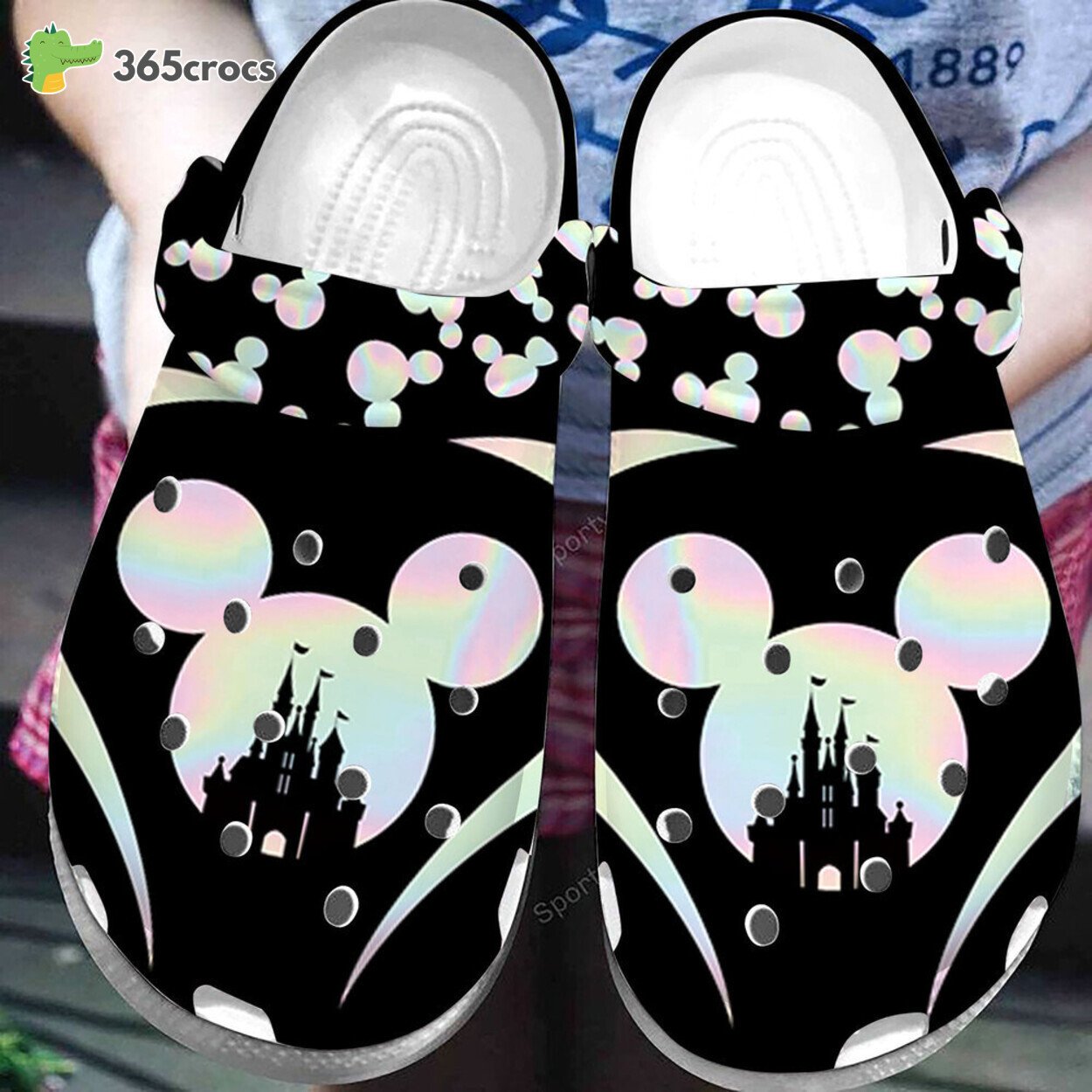 Disney Land Mickey Mouse Holographic Design Showcased on Clogs