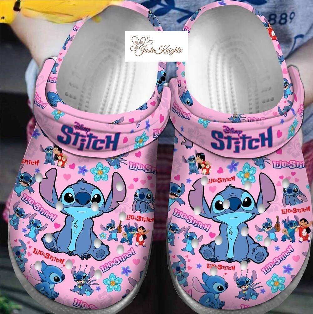 Disney Lilo Stitch Cartoon Inspired Pink Summer Clogs Unique Footwear Design