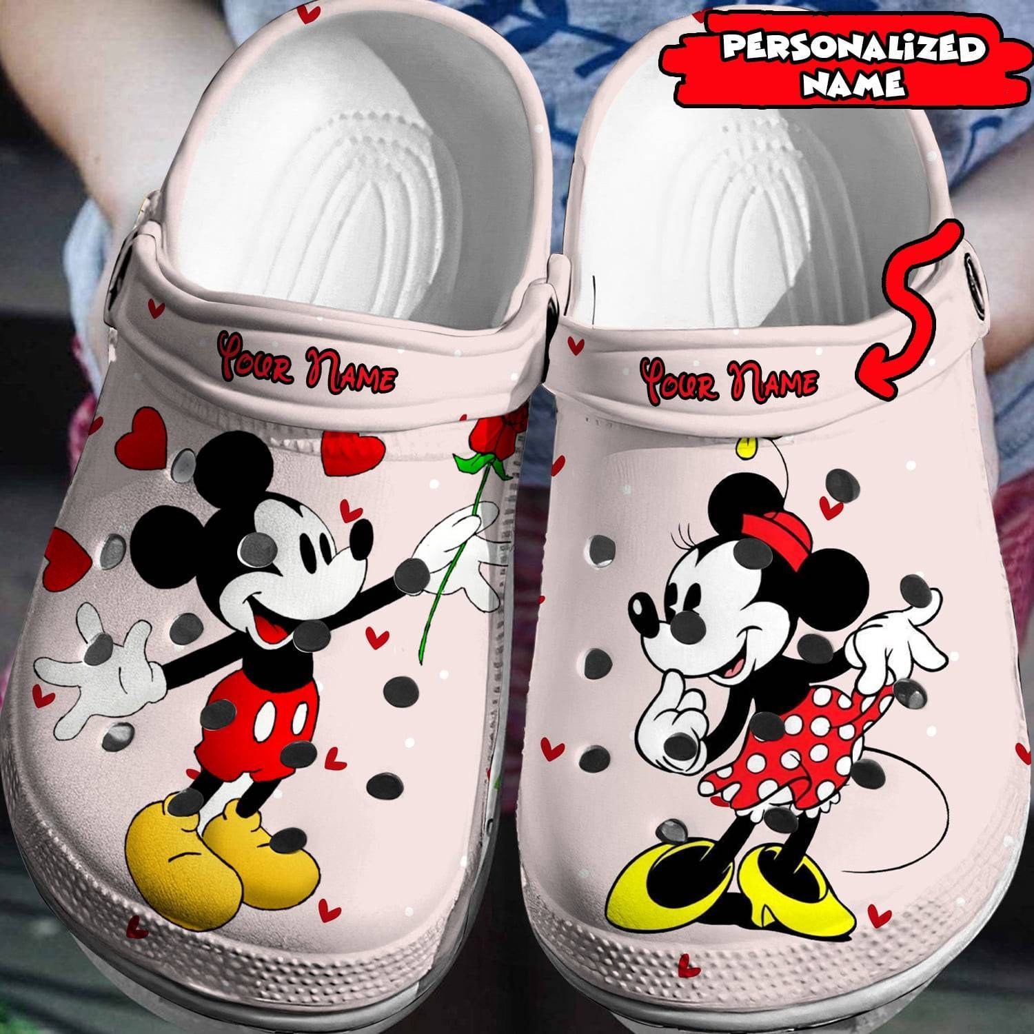 Disney Magic at Your Feet: Personalized Mickey Minnie Crocss 3D Clog Shoes