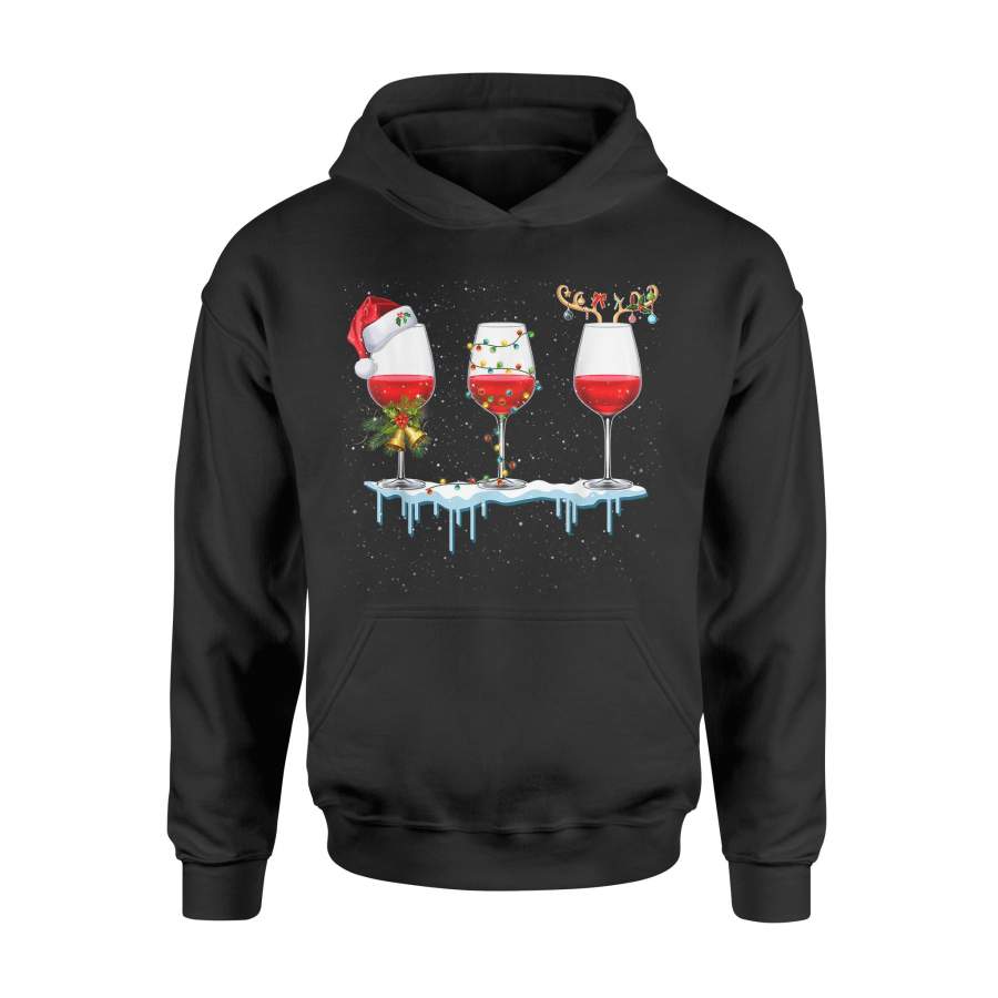 Three Glass of Red Wine Santa Hat Christmas For Men Women T-Shirt – Standard Hoodie