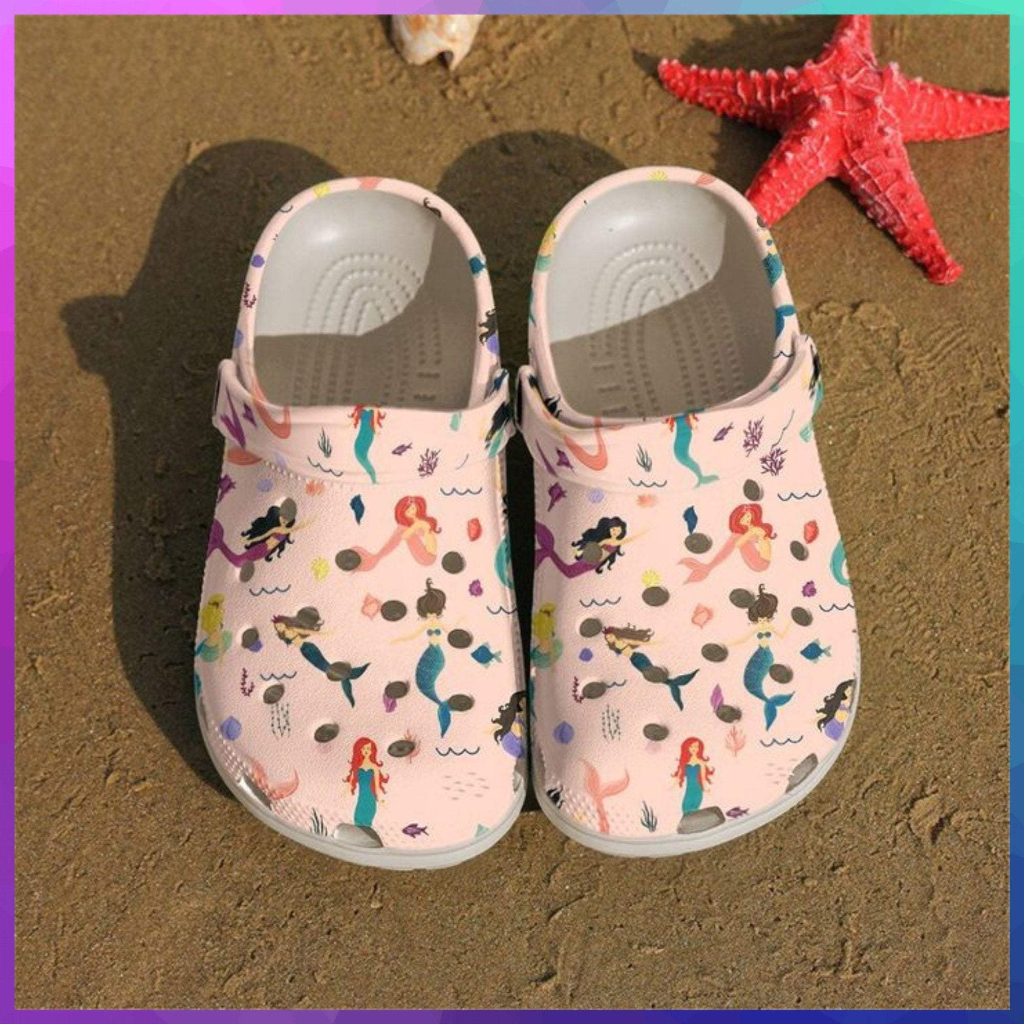 Mermaid Pattern Crocs Crocband Clog