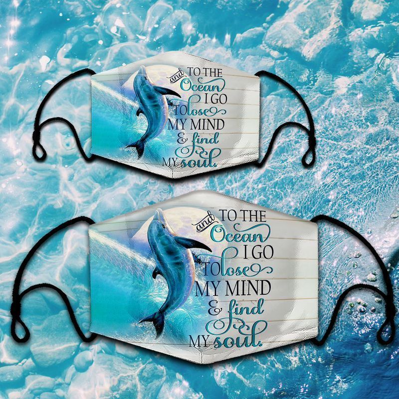 Dolphin Lovers And To The Ocean I Go To Lose My Mind And Find My Soul Cotton Mask 1-10 Pcs For Kid & Adult All Over Print Face Mask Covering For Adults And Kids