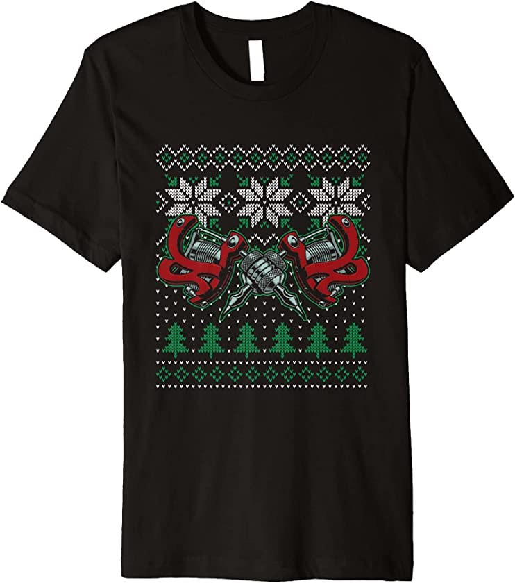 Ugly Christmas Tattoo Artist Tattooed Santa Claus New Year Premium T-Shirt