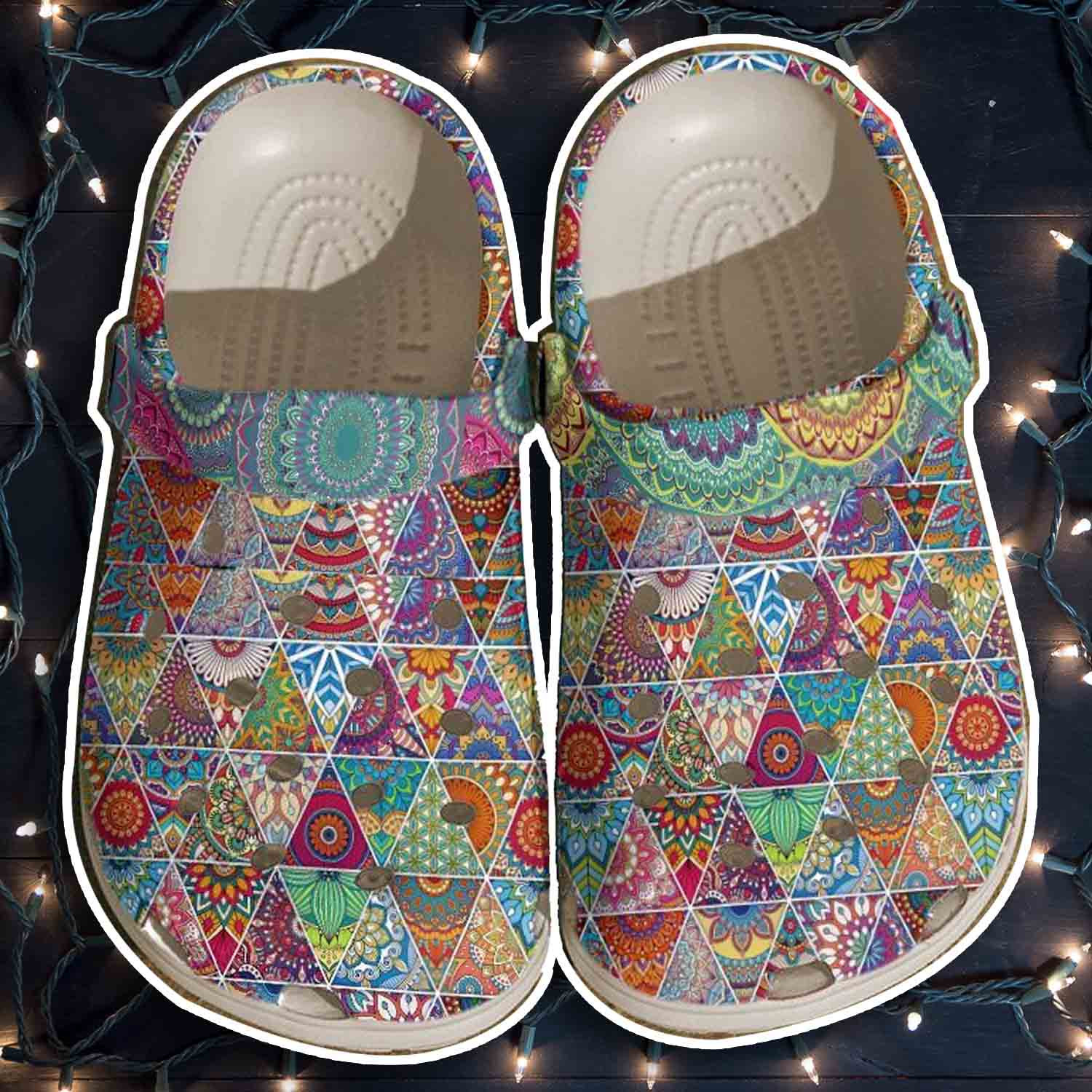 Hippie Bohemian Pattern Crocs Shoes Crocbland Clogs Gifts For Grandma Mother – Flower-Hp4