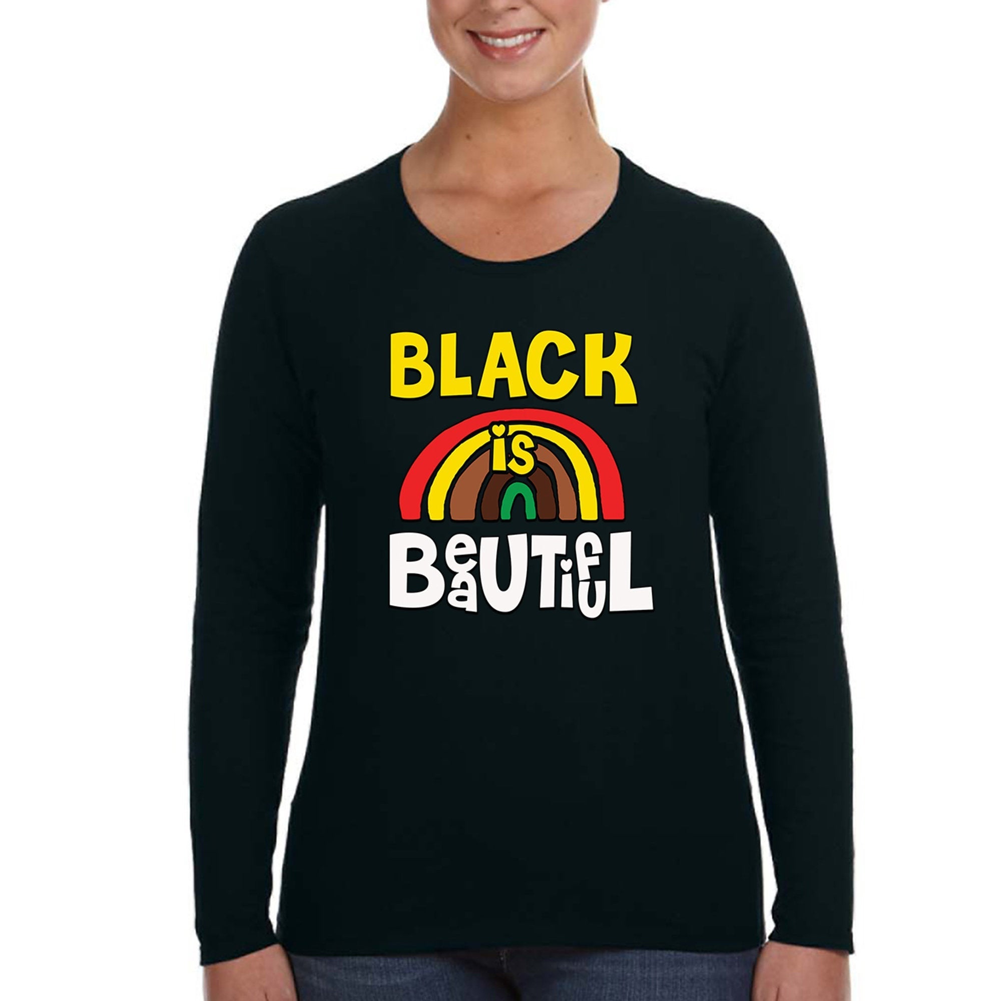 Xtrafly Apparel Women’S Black Is Beautiful Blm Lives Matter Africa African American Pride Girl Magic Afro Queen Long Sleeve T-Shirt