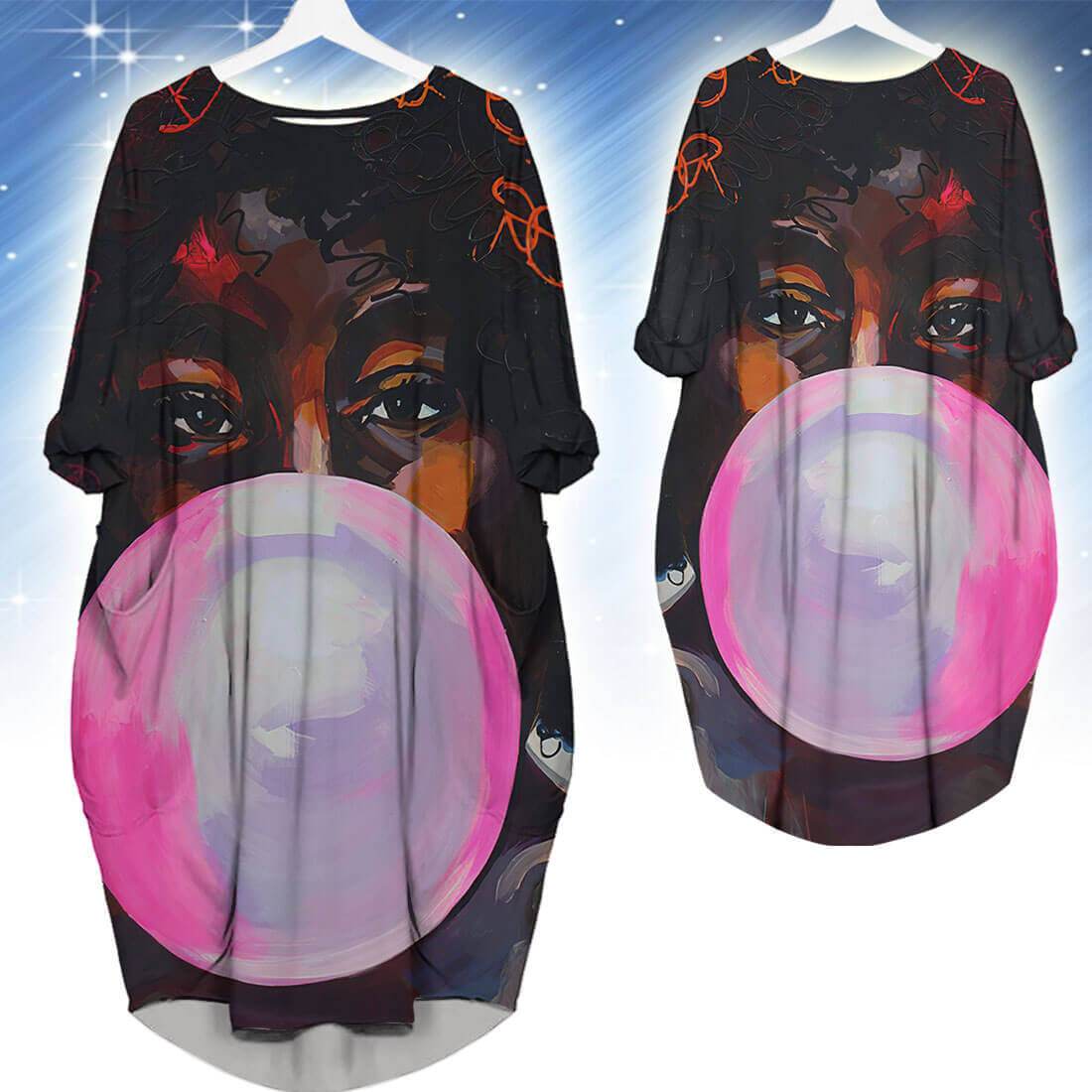 African American Dresses Pretty Melanin Girl Long Sleeve Pocket Dress Afrocentric Clothing BPS43347