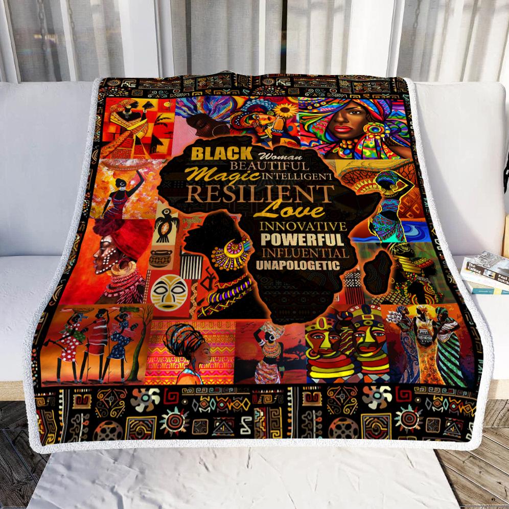 I Am Black Beautiful Magic Woman Throw Blanket