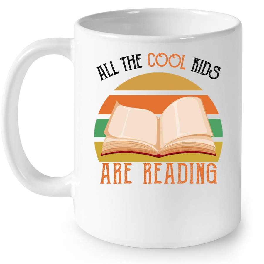 All The Cool Kids Are Reading, Sunset Classic Vintage W – Full-Wrap Coffee White Mug