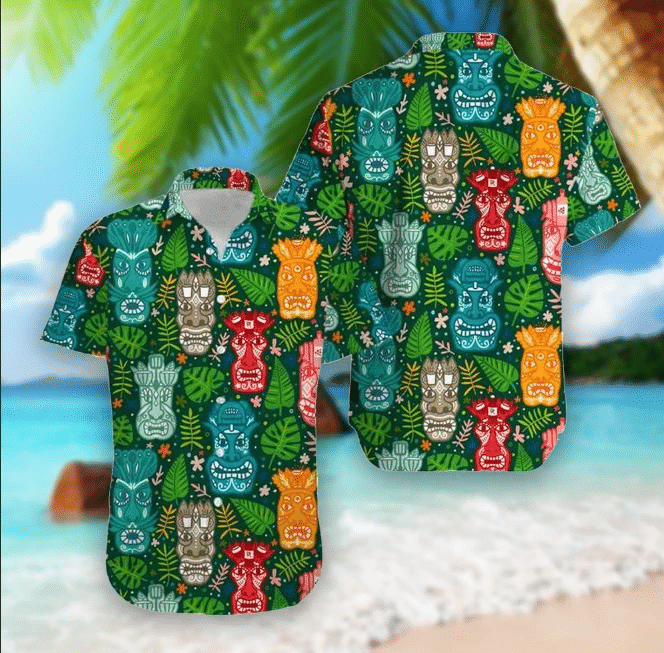 Tiki Tropical Green Aloha Hawaii Shirt Unisex Adult Ha97287