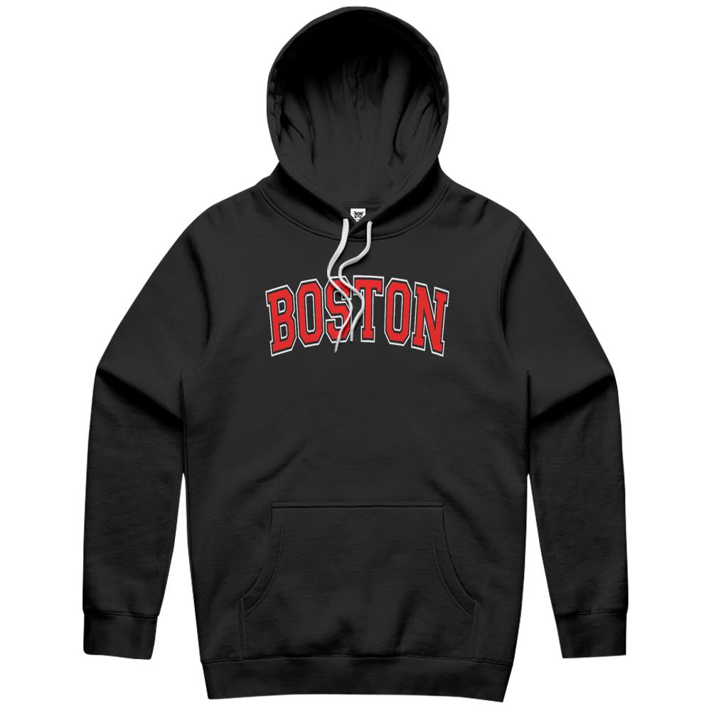 Boston Varsity Style Red Text Hoodie