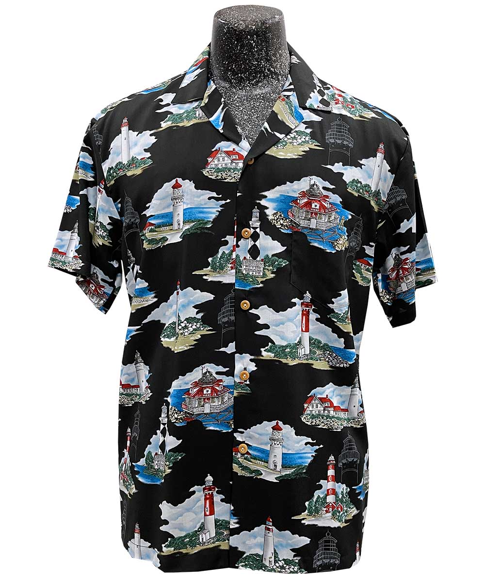 Ocean Lighthouse Black Hawaii Shirt Made In Summer Beach Shirts Ha43321