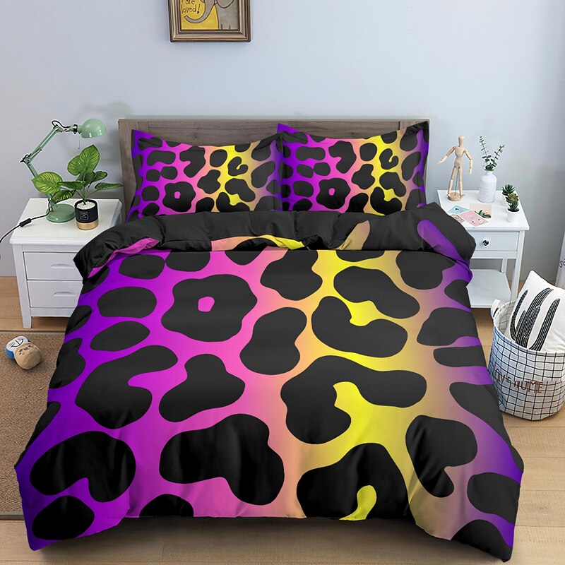 Color Psychedelic Leopard Bedding Set Single Double King Queen Size Bedcover Pillowcase 2/3 Bedroom Home Textile Duvet Covers