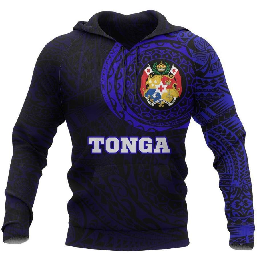 Tonga in My Heart Polynesian Tattoo Style Hoodie Blue