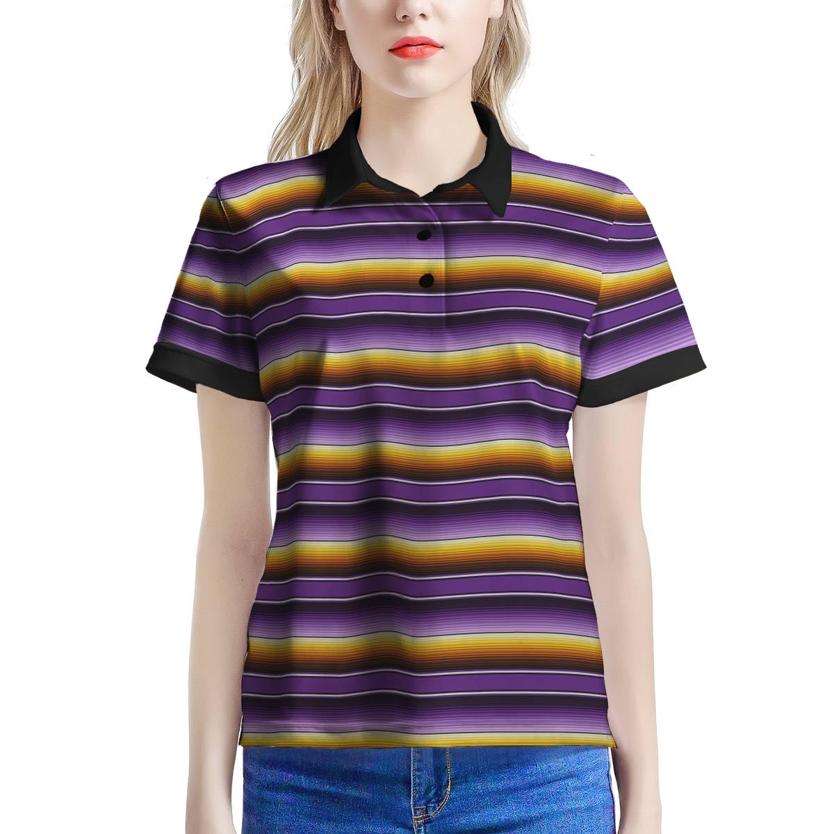 Yellow And Purple Mexican Baja Women’S Polo Shirt