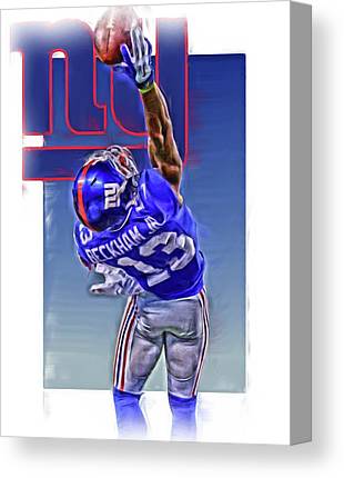 Odell Beckham Jr New York Giants Oil Art 2 Joe Hamilton Canvas Print