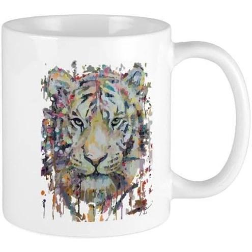 Watercolor Painting Tiger Mug Accent Mug Campfire Mug Color Changing Mug Pride Gifts Double Side Printed Ceramic Coffee Mug Tea Cups Latte