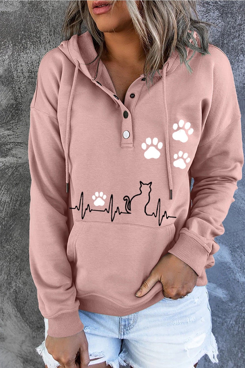 Pink Animal Paw Print Hoodie