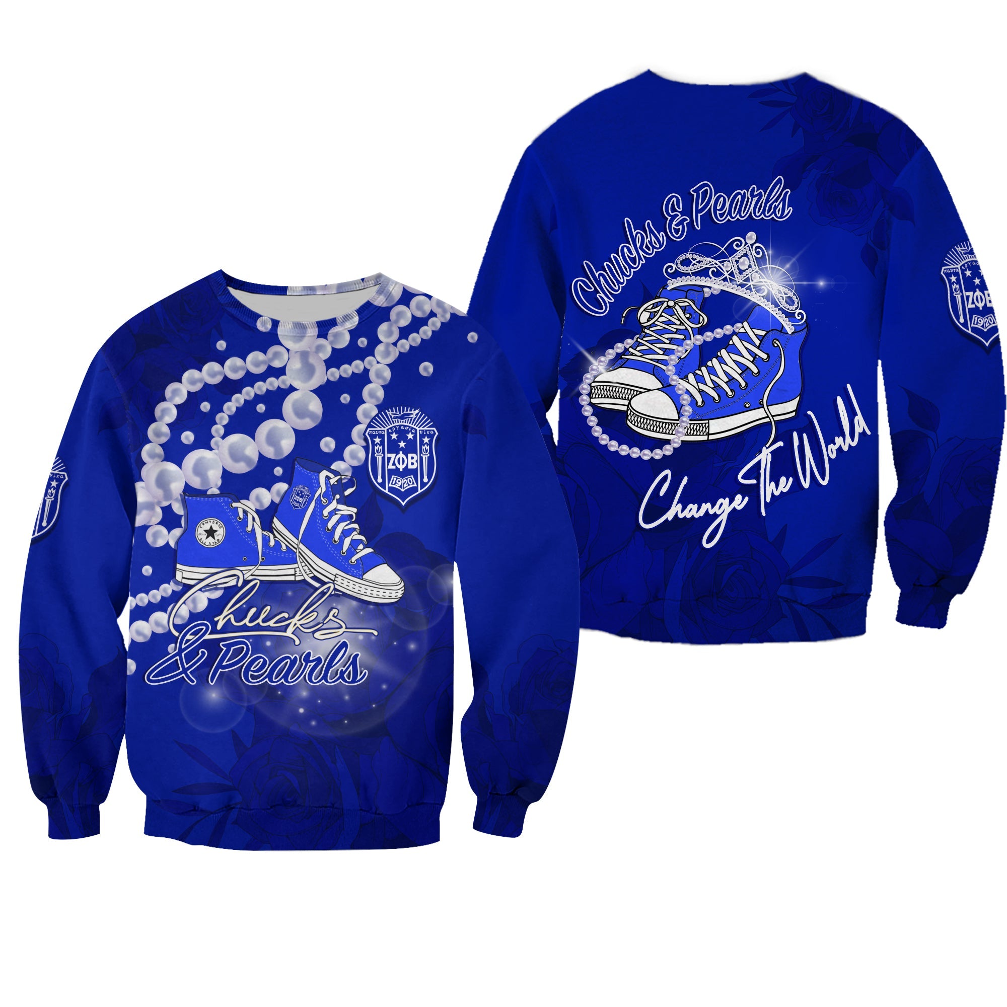 Zeta Phi Beta Sweatshirt Chucks And Pearls Change The World  Lt7